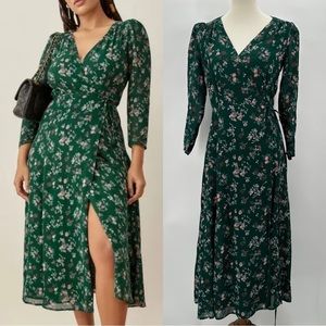Reformation Melba Wrap Midi Dress Emilia Green Floral Size Medium
